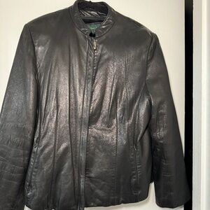 Women's Plus Size Black Leather Jacket 2X | Versatile with Removable Lining